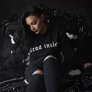 Dead Inside Goth Aesthetic Crew Neck Sweatshirt - Image 3